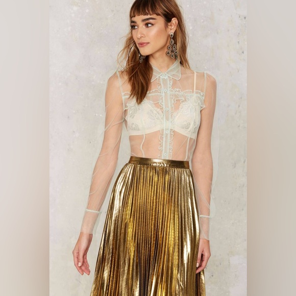 Nasty Gal Be Seeing You Mesh Blouse - Picture 1 of 5